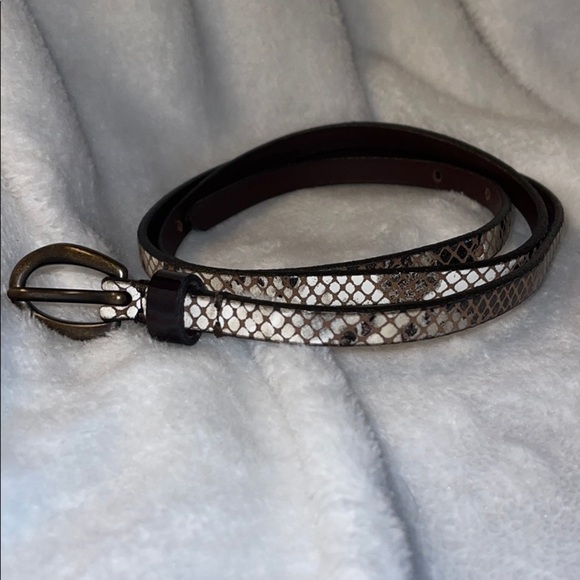 J.Crew Leather Snake Skin Print Skinny Belt - Picture 1 of 5